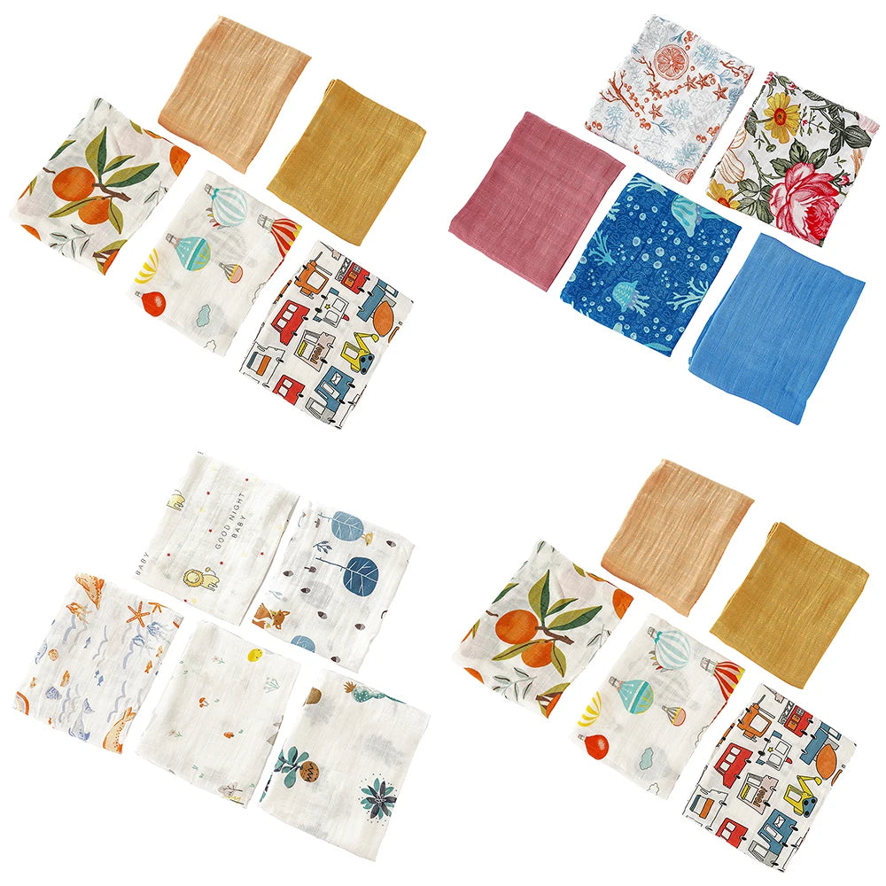 Kangobaby #My Soft Embrace# 5-Piece Bamboo-Cotton Swaddle & Bib Set