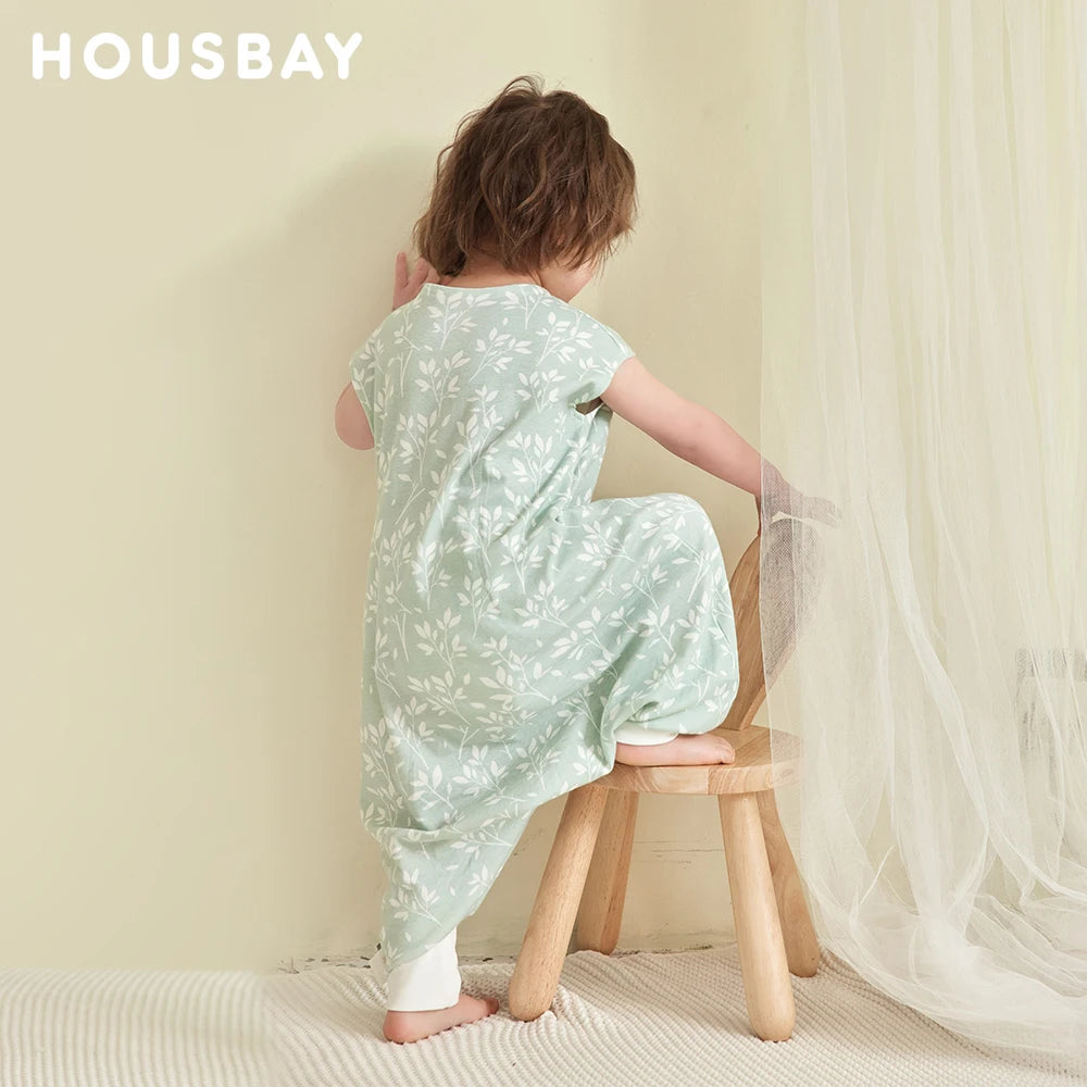 SweetDreams™ Cotton Sleepsack: Summer Vest for Kids 1-6 Years with Fresh Grass Print