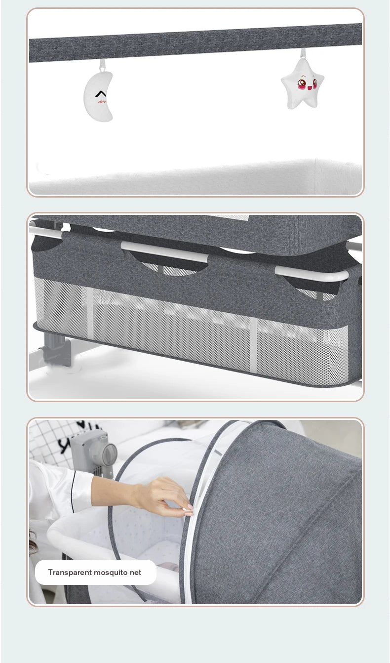 PeacefulSlumber™ Electric Rocking Cradle: Newborn Co-Sleeper & Bassinet