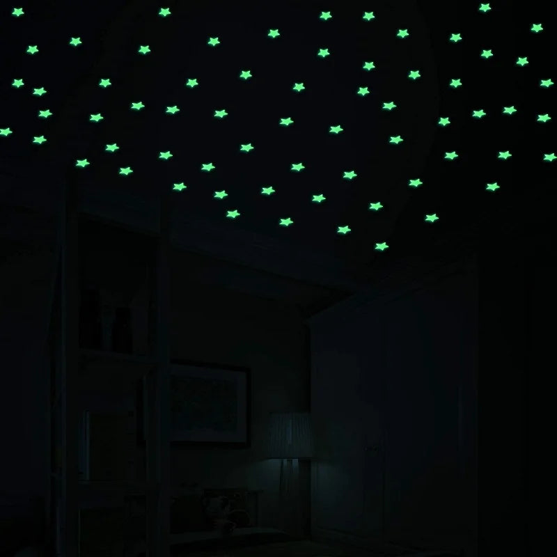 StarryGlow 3D Luminous Stars: 50Pcs Glow in the Dark Ceiling & Wall Stickers