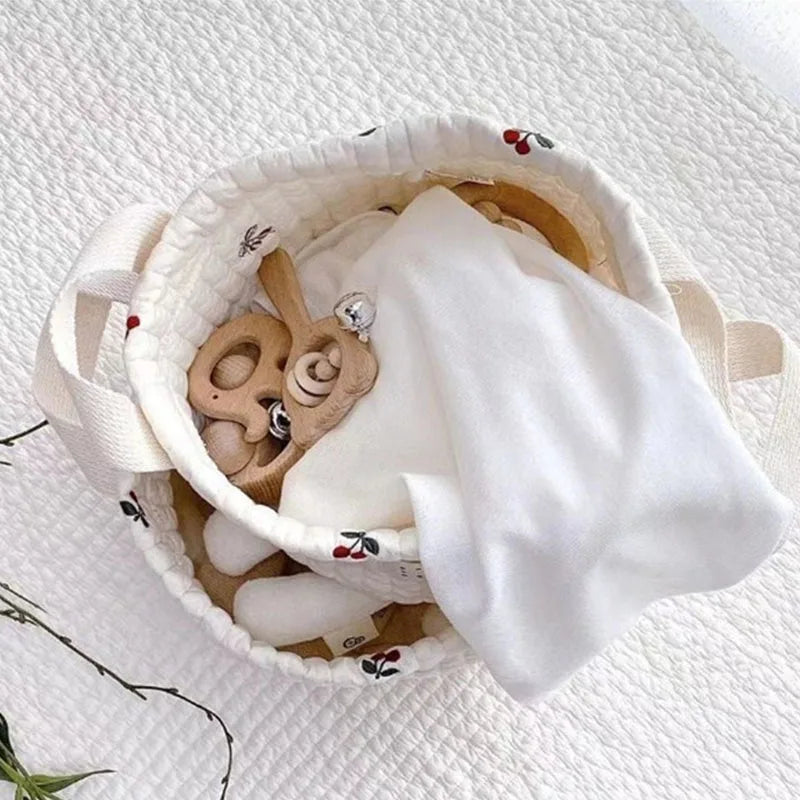 ChicNest™ - Beige Cotton Embroidery Storage Bag for Cribs & Rooms