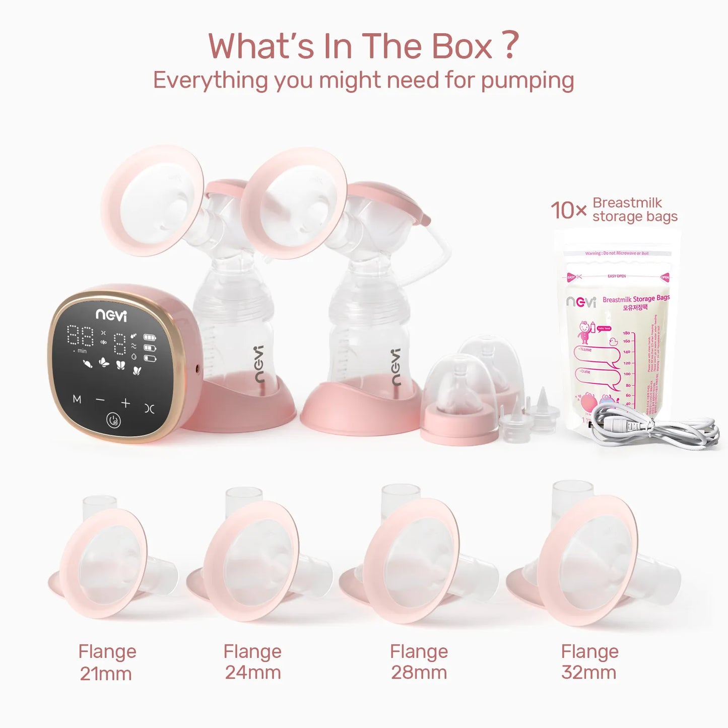 EfficienC™ Double Electric Breast Pump - 4 Modes, 9 Levels, Complete Milk Expression Set