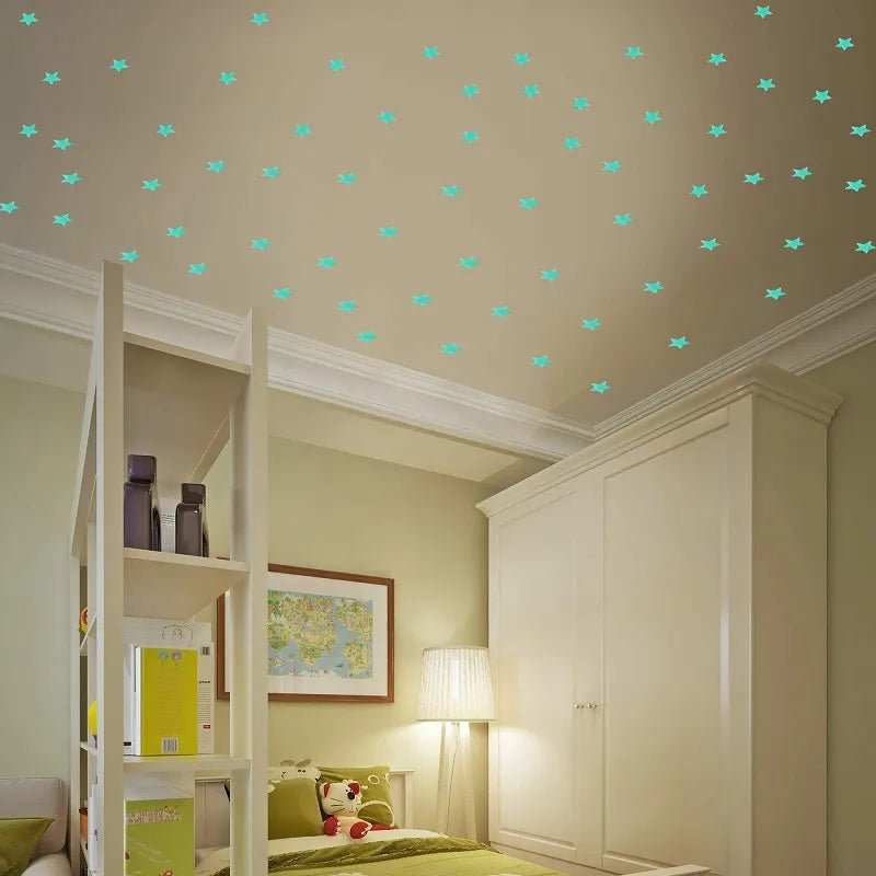 StarryGlow 3D Luminous Stars: 50Pcs Glow in the Dark Ceiling & Wall Stickers