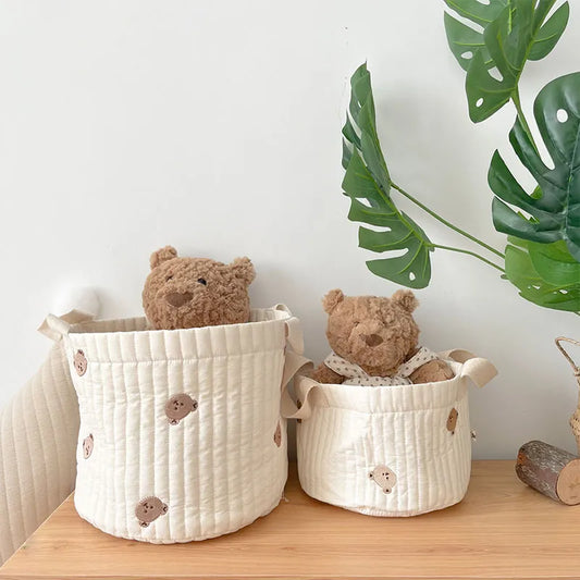 ChicNest™ - Beige Cotton Embroidery Storage Bag for Cribs & Rooms