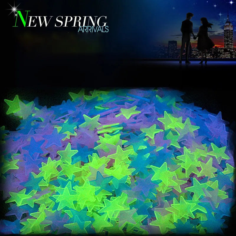 StarryGlow 3D Luminous Stars: 50Pcs Glow in the Dark Ceiling & Wall Stickers